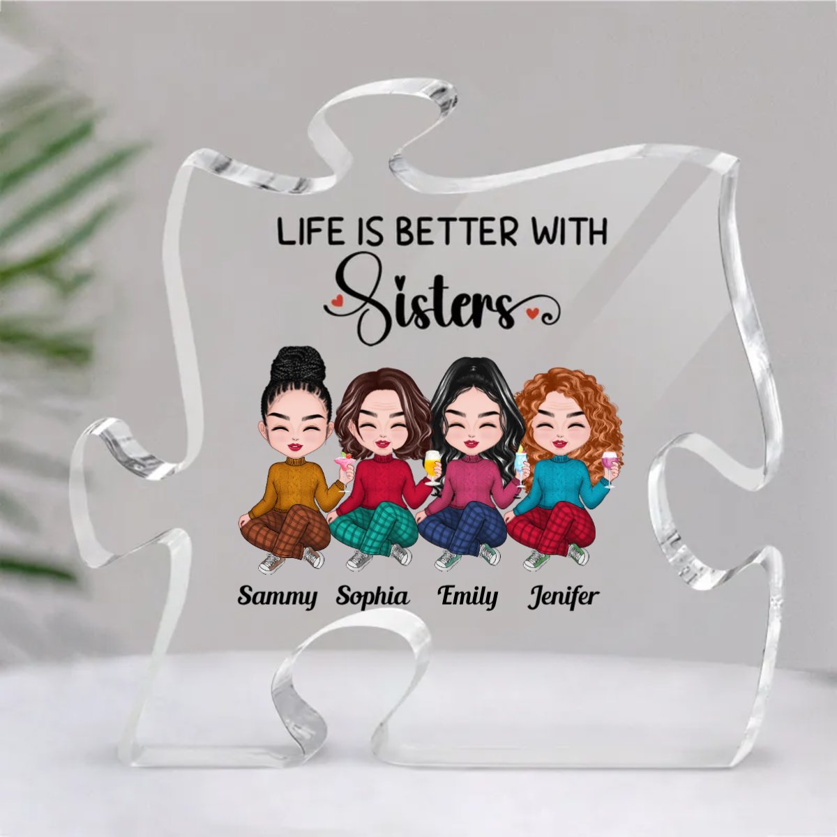 Sisters - Life Is Better With Sisters - Personalized Acrylic Plaque - Makezbright Gifts