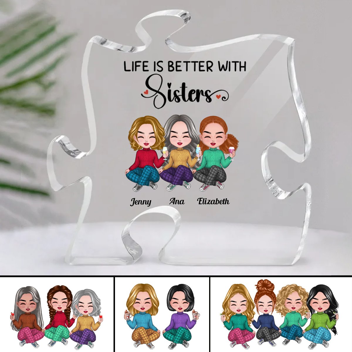 Sisters - Life Is Better With Sisters - Personalized Acrylic Plaque - Makezbright Gifts