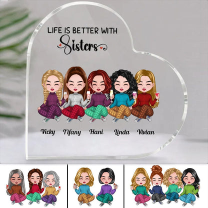 Sisters - Life Is Better With Sisters - Personalized Acrylic Plaque (LH) - Makezbright Gifts