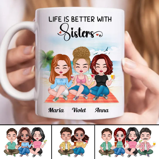 Sisters - Life Is Better With Sisters - Personalized Mug (BB) - Makezbright Gifts