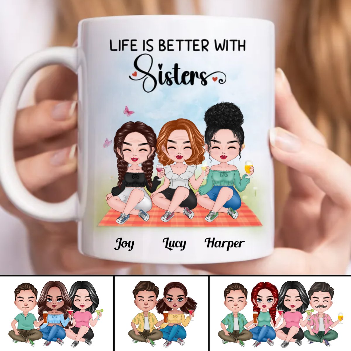 Sisters - Life Is Better With Sisters - Personalized Mug (BB) - Makezbright Gifts