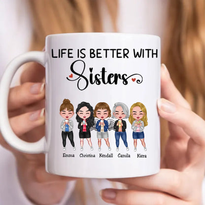 Sisters - Life Is Better With Sisters - Personalized Mug (Ver. 3) - Makezbright Gifts