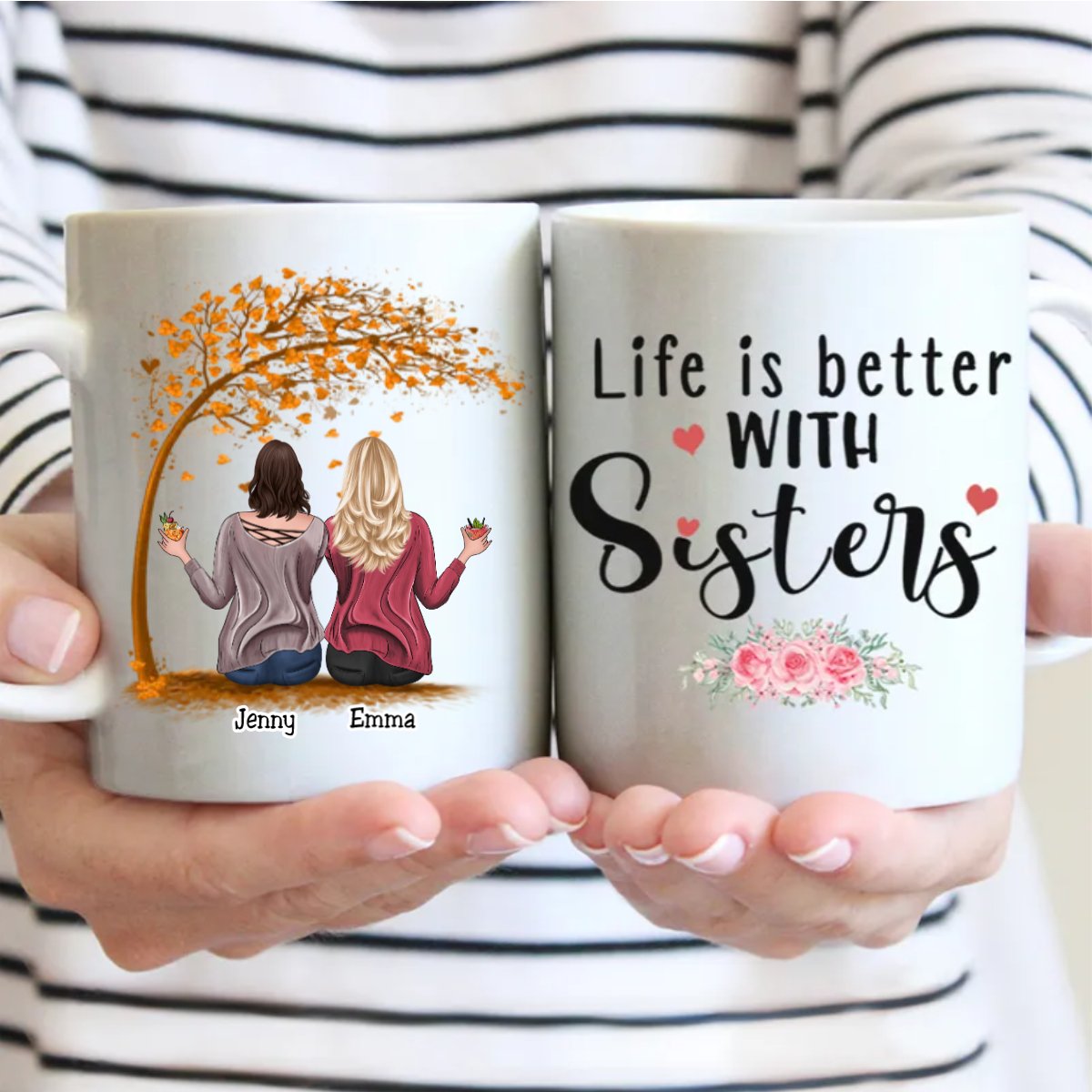 Sisters - Life Is Better With Sisters - Personalized Mug (Yellow) - Makezbright Gifts