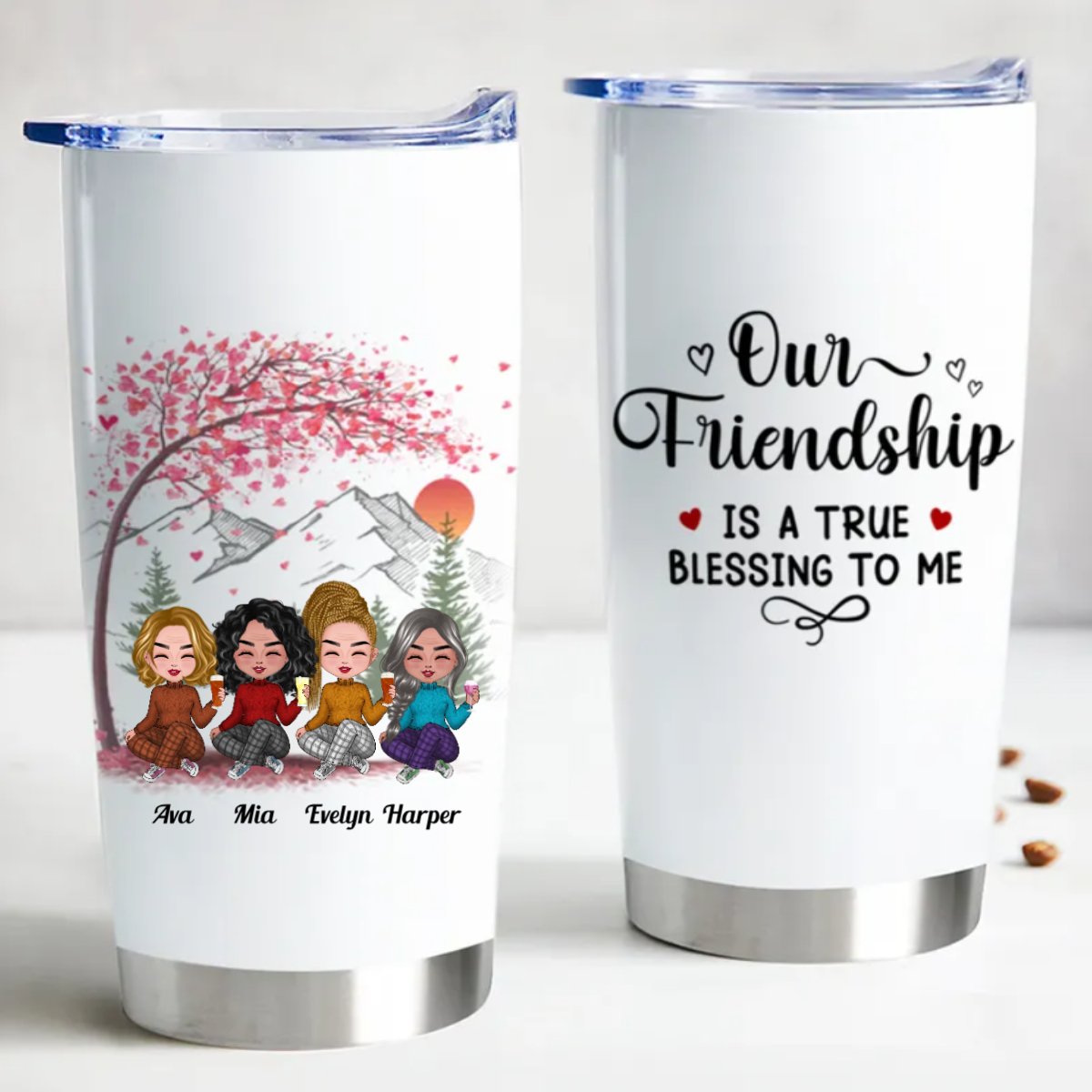 Sisters - Our Friendship Is A True Blessing To Me - Personalized Tumbler - Makezbright Gifts