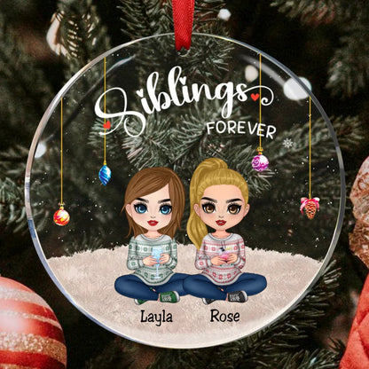 Sisters - Siblings Forever - Personalized Circle Ornament (TB) - Makezbright Gifts