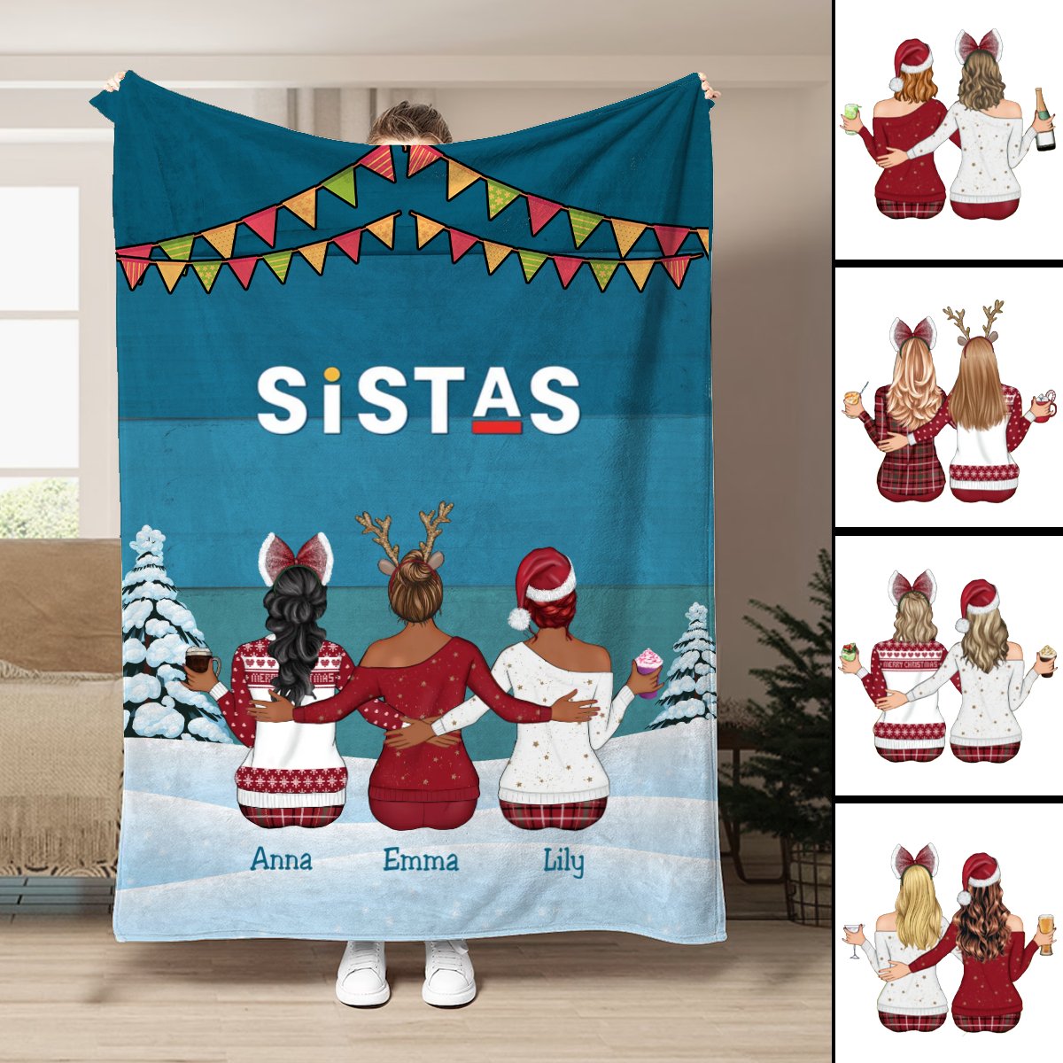 Sisters - Sistas - Personalized Blanket - Makezbright Gifts