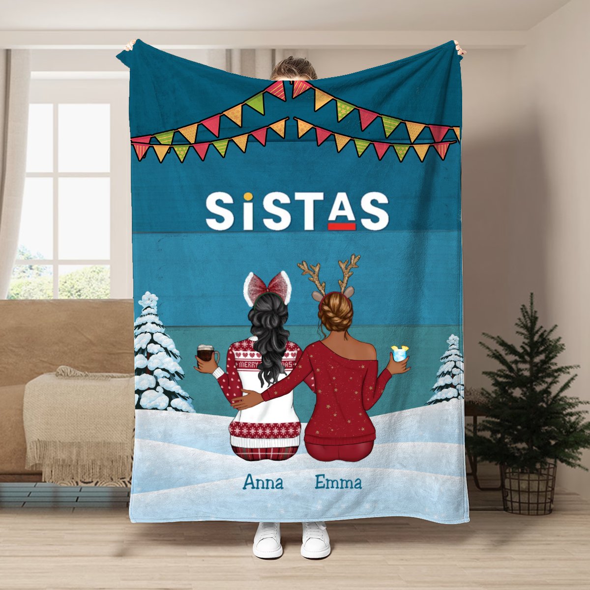 Sisters - Sistas - Personalized Blanket - Makezbright Gifts