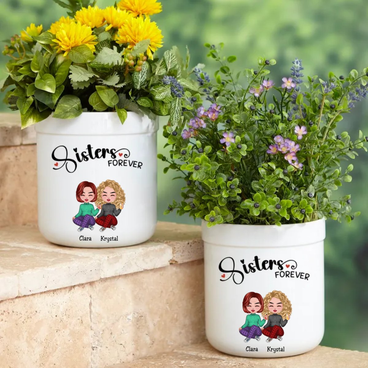 Sisters - Sister Forever - Personalized Flowerpot (AA) - Makezbright Gifts