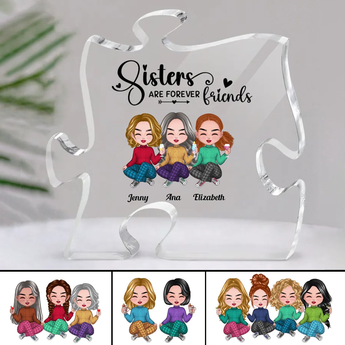 Sisters - Sisters Are Forever Friends - Personalized Acrylic Plaque - Makezbright Gifts