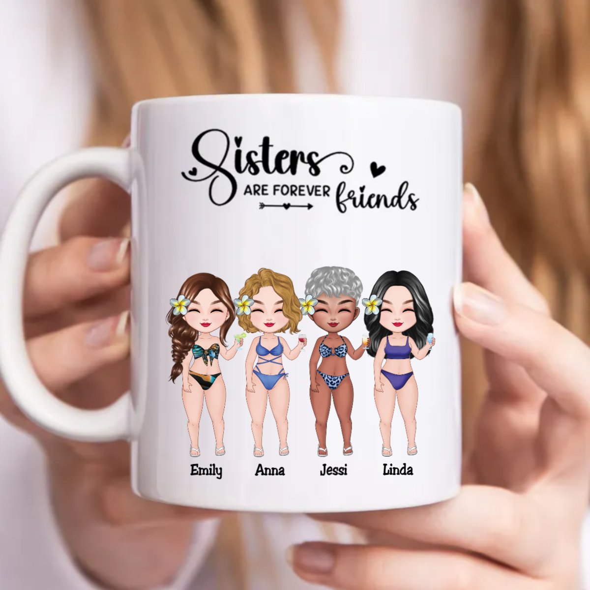 Sisters - Sisters Are Forever Friends - Personalized Mug - Makezbright Gifts