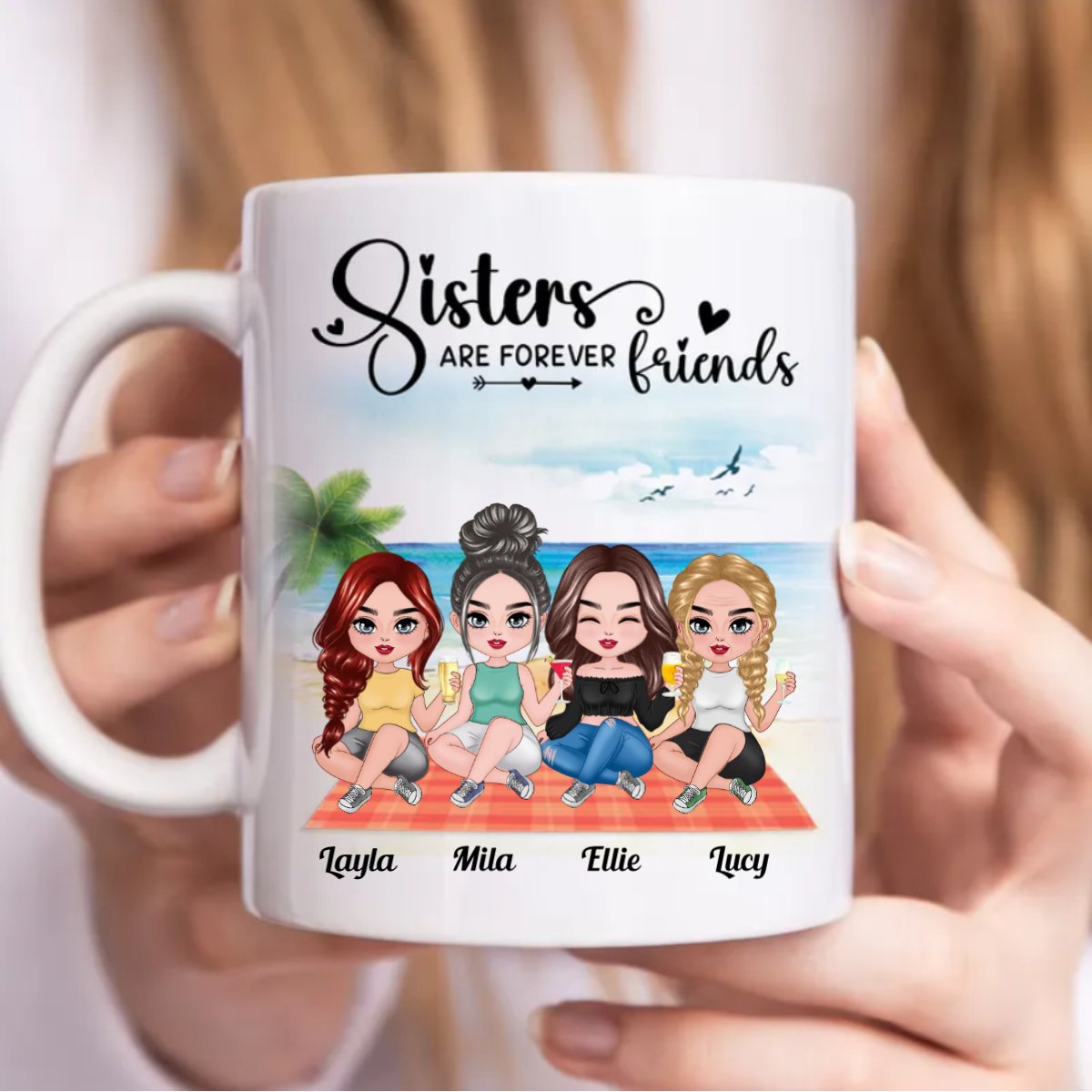 Sisters - Sisters Are Forever Friends - Personalized Mug (BB) - Makezbright Gifts