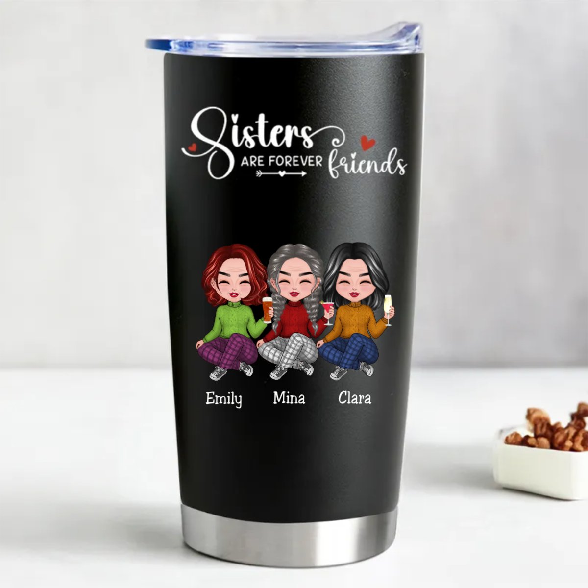 Sisters - Sisters Are Forever Friends - Personalized Tumbler (BL) - Makezbright Gifts