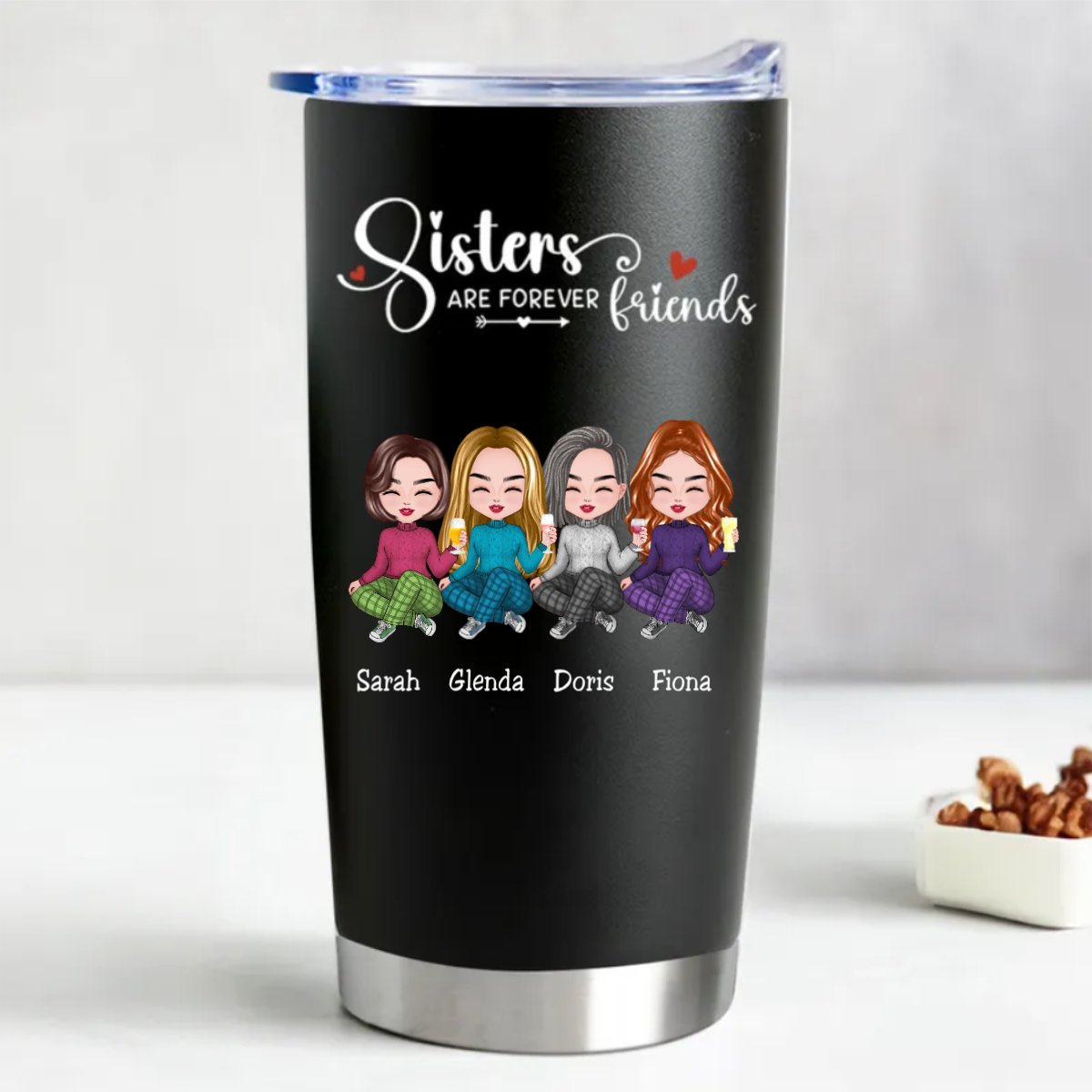 Sisters - Sisters Are Forever Friends - Personalized Tumbler (BL) - Makezbright Gifts