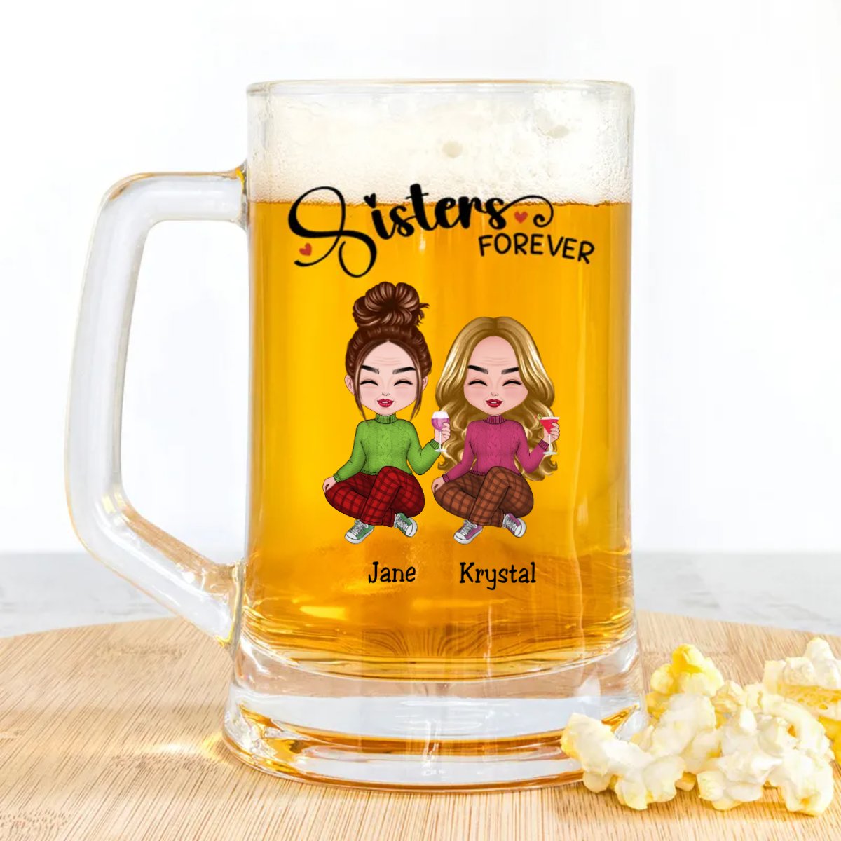 Sisters - Sisters Forever - Personalize Beer Stein - Makezbright Gifts