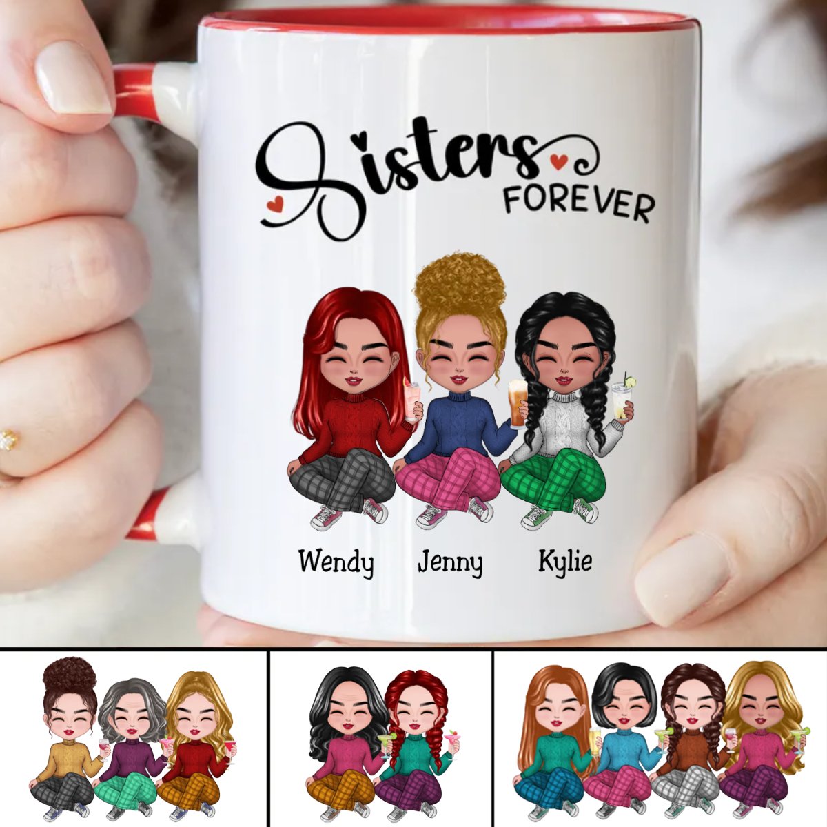 Sisters - Sisters Forever - Personalized Accent Mug (TB) - Makezbright Gifts