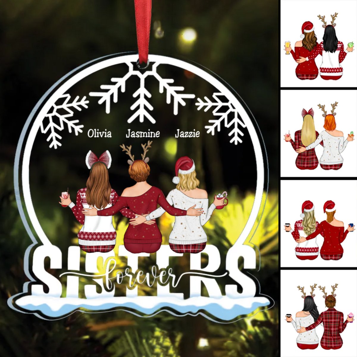 Sisters - Sisters Forever - Personalized Acrylic Ornament - Makezbright Gifts