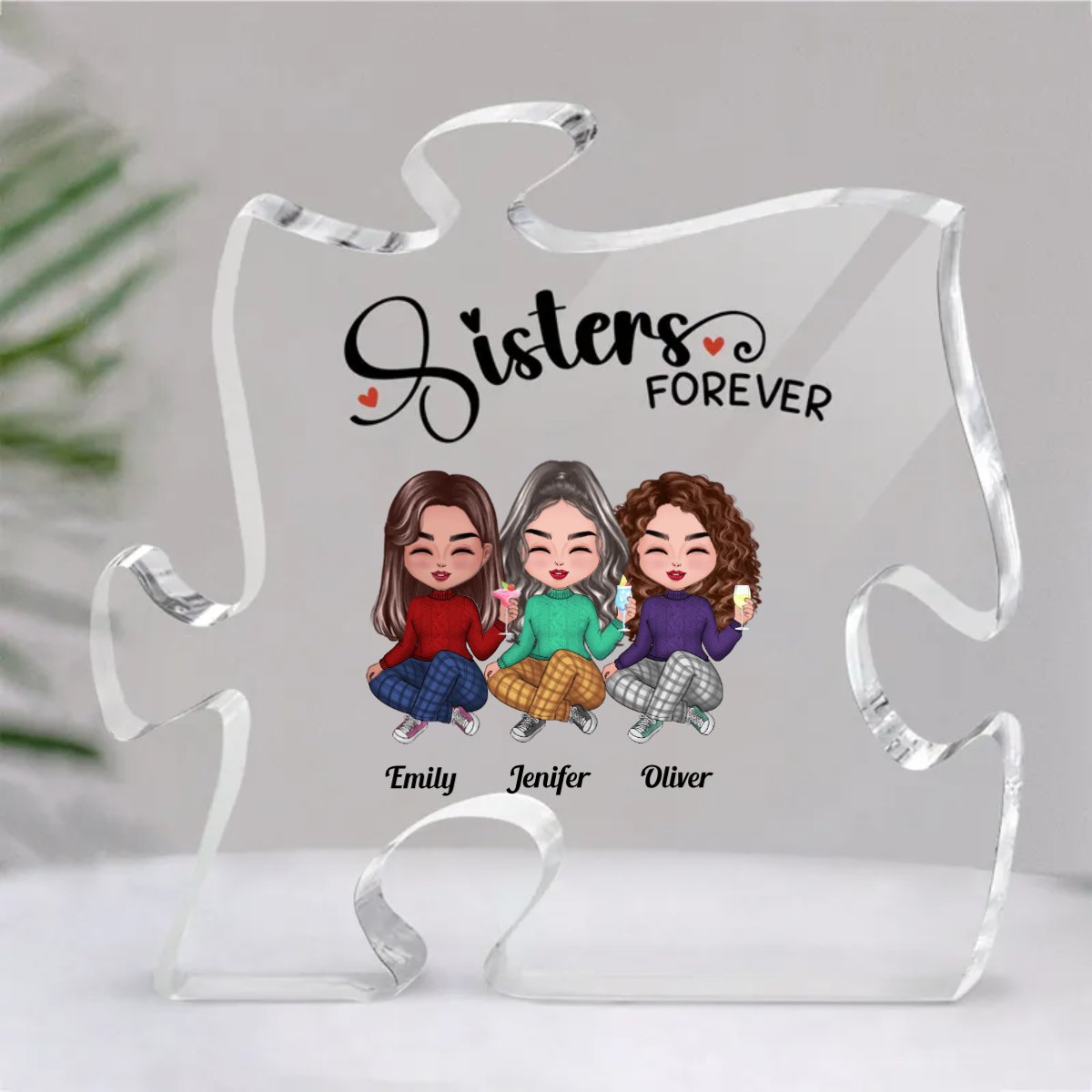 Sisters - Sisters Forever - Personalized Acrylic Plaque - Makezbright Gifts