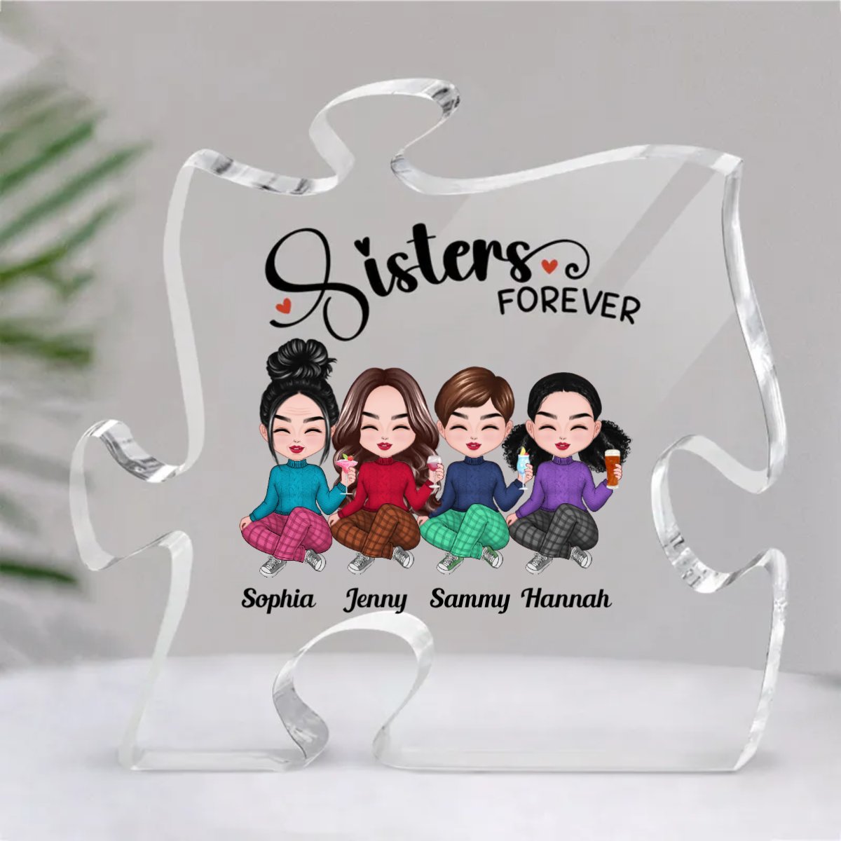 Sisters - Sisters Forever - Personalized Acrylic Plaque - Makezbright Gifts