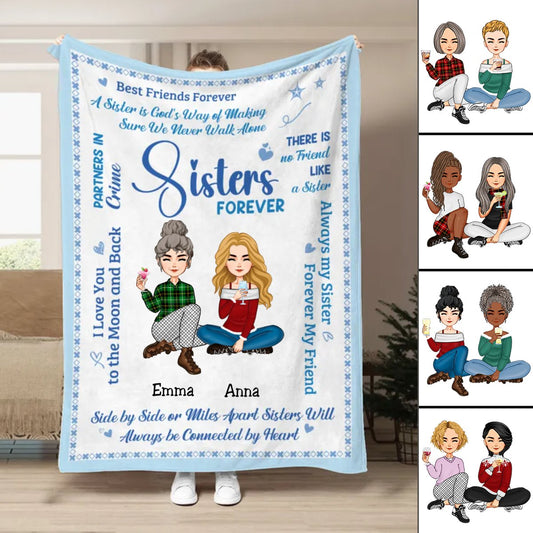 Sisters - Sisters Forever - Personalized Blanket (NM) - Makezbright Gifts