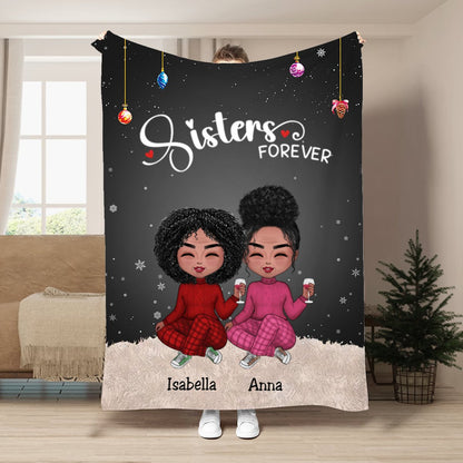 Sisters - Sisters Forever - Personalized Blanket (VT) - Makezbright Gifts