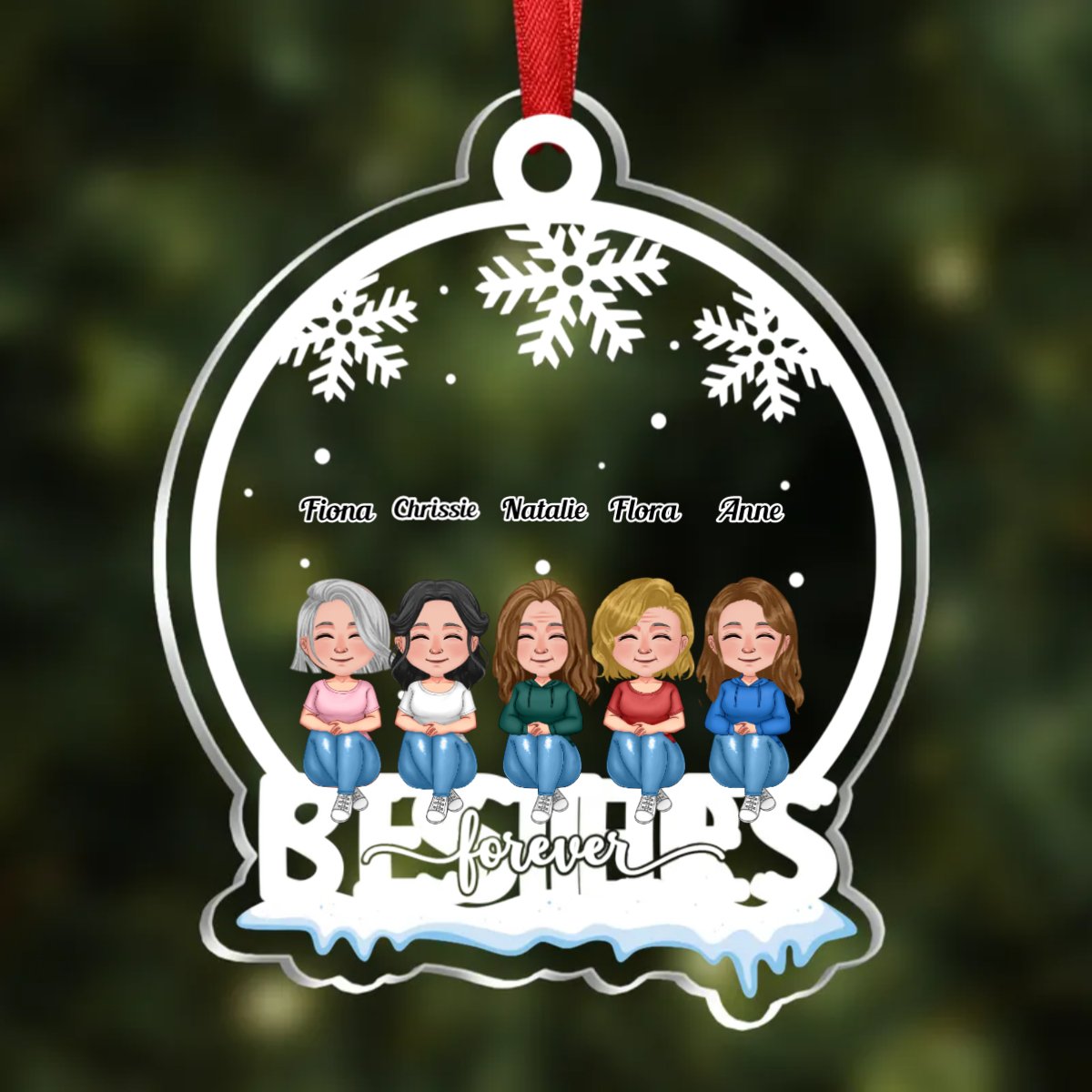 Sisters - Sisters Forever - Personalized Christmas Transparent Ornament (Ver 3) - Makezbright Gifts