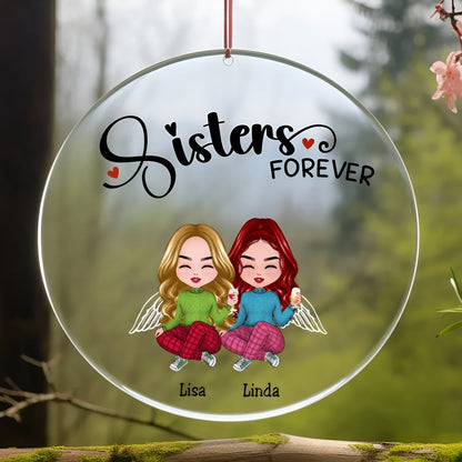 Sisters - Sisters Forever - Personalized Circle Ornament - Makezbright Gifts