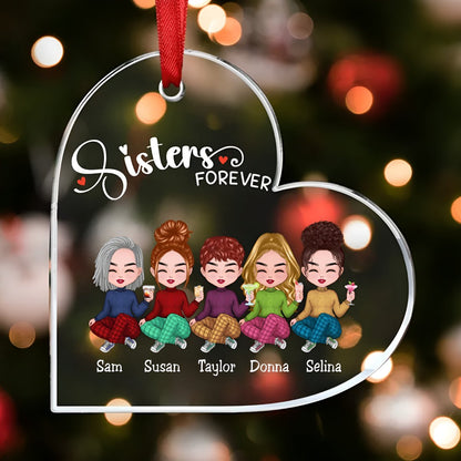 Sisters - Sisters Forever - Personalized Heart Ornament - Makezbright Gifts