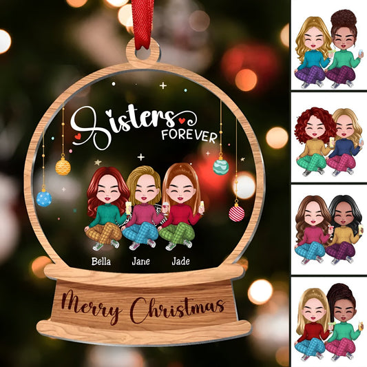 Sisters - Sisters Forever - Personalized Transparent Ornament - Makezbright Gifts