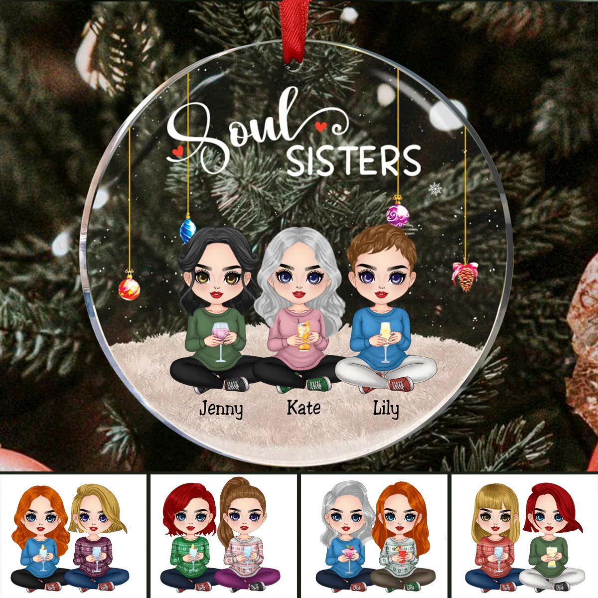 Sisters - Soul Sisters - Personalized Circle Ornament (TB) - Makezbright Gifts