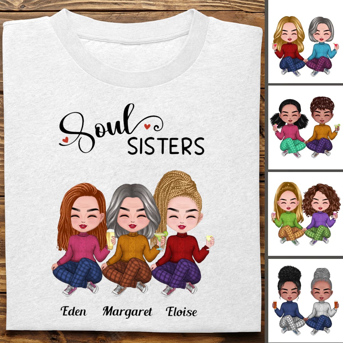 Sisters - Soul Sisters - Personalized T - Shirt - Makezbright Gifts