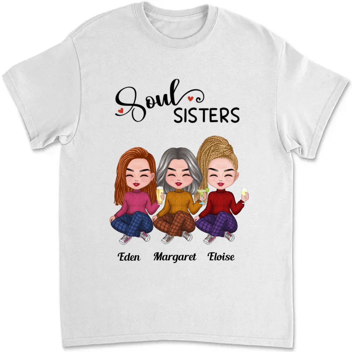 Sisters - Soul Sisters - Personalized T - Shirt - Makezbright Gifts