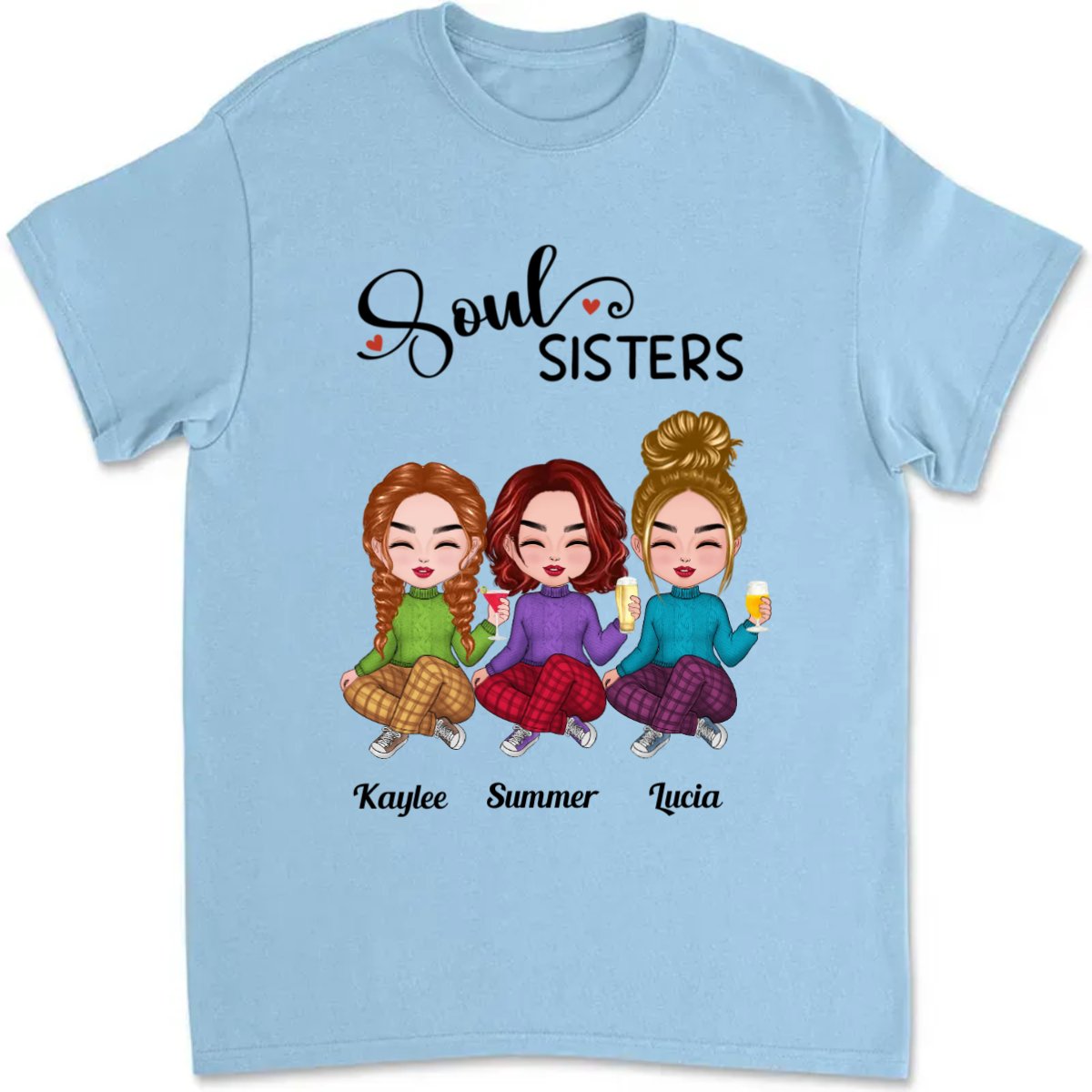 Sisters - Soul Sisters - Personalized T - Shirt - Makezbright Gifts