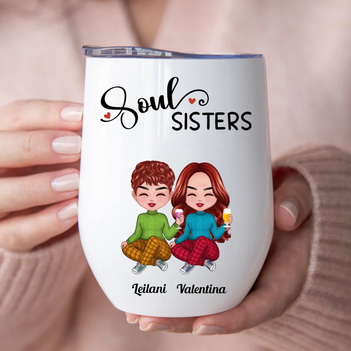 Sisters - Soul Sisters - Personalized Wine Tumbler - Makezbright Gifts