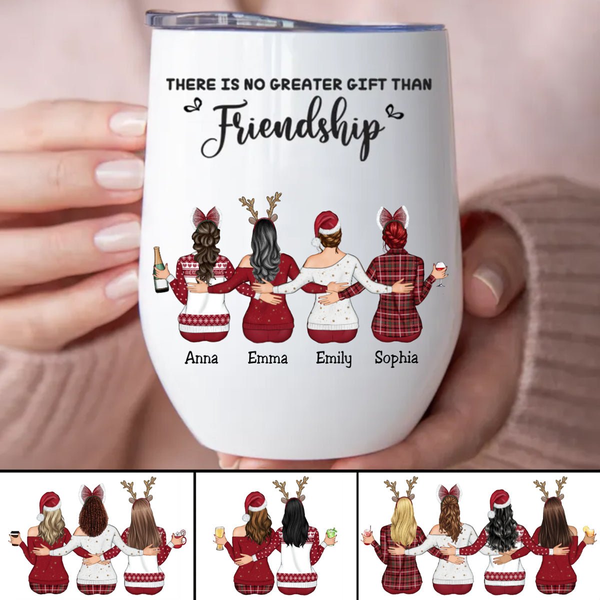 Sisters - There Is No Greater Gift Than Friendship - Personalized Wine Tumbler - Makezbright Gifts