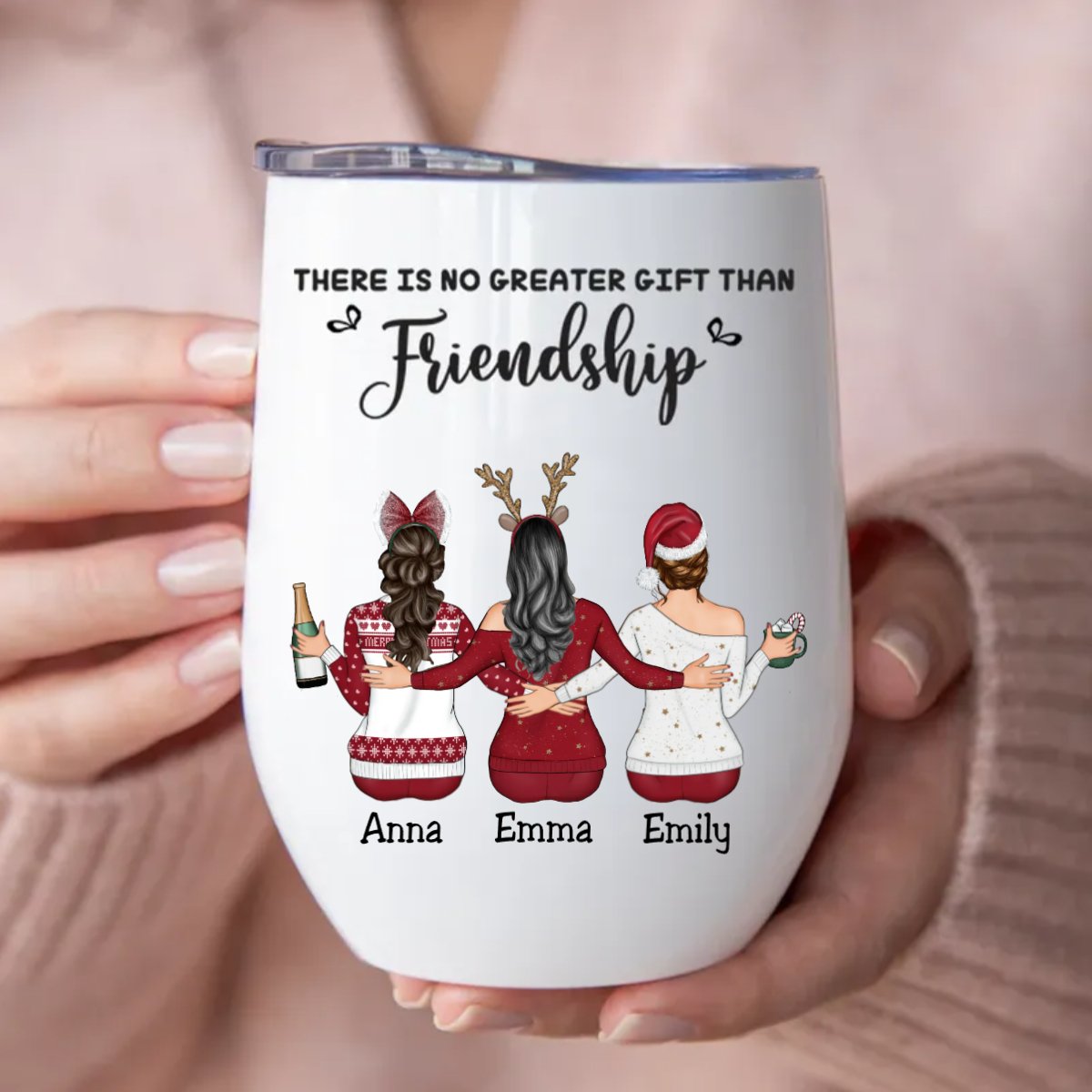 Sisters - There Is No Greater Gift Than Friendship - Personalized Wine Tumbler - Makezbright Gifts