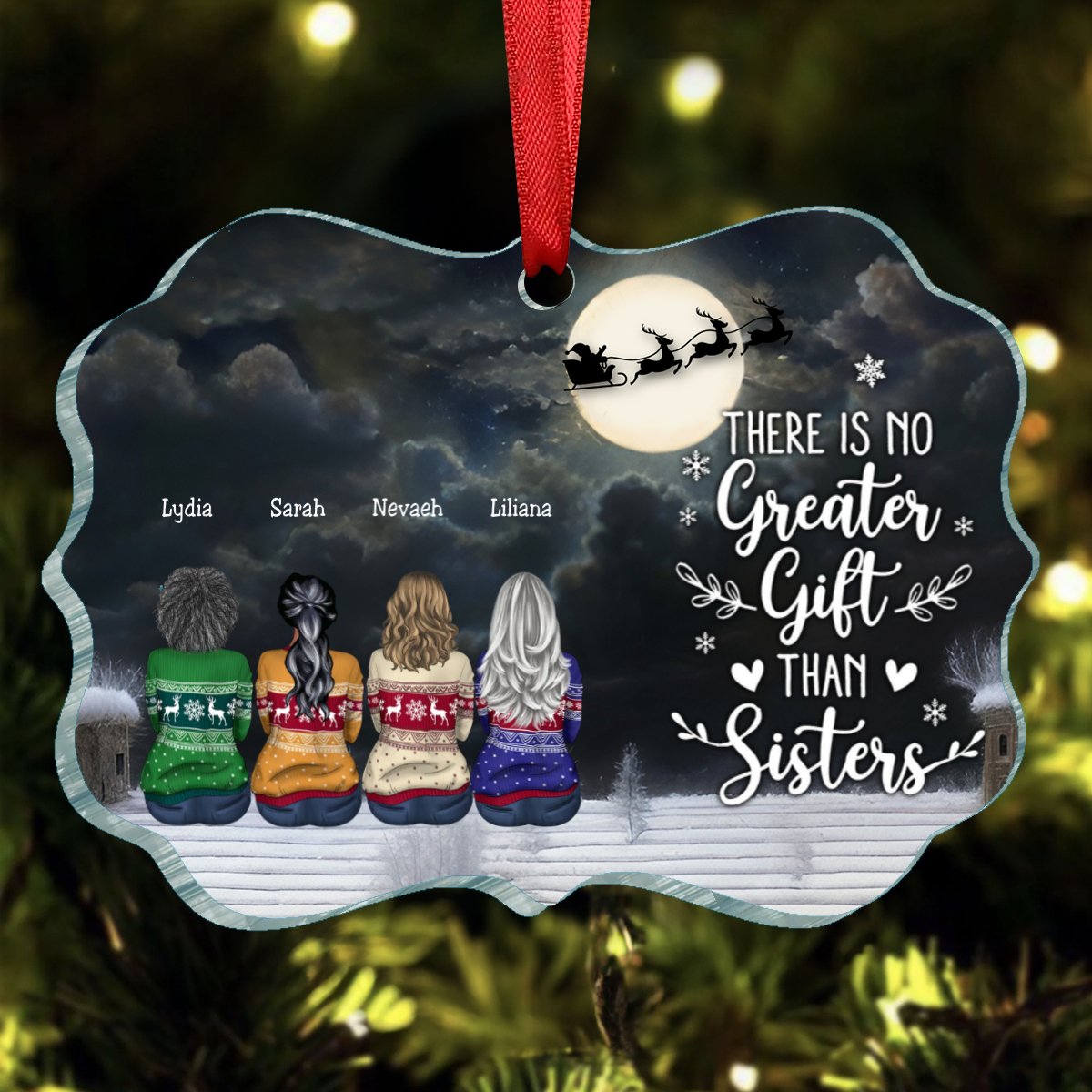 Sisters - There Is No Greater Gift Than Sisters - Personalized Acrylic Ornament(BU) - Makezbright Gifts