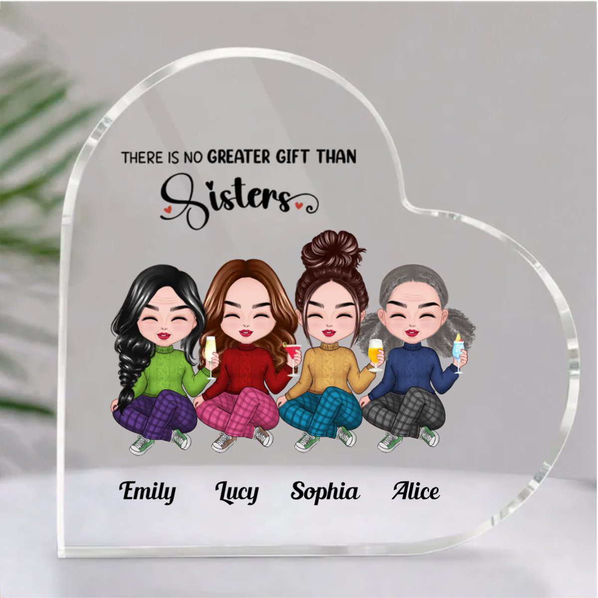 Sisters - There Is No Greater Gift Than Sisters - Personalized Acrylic Plaque (LH) - Makezbright Gifts