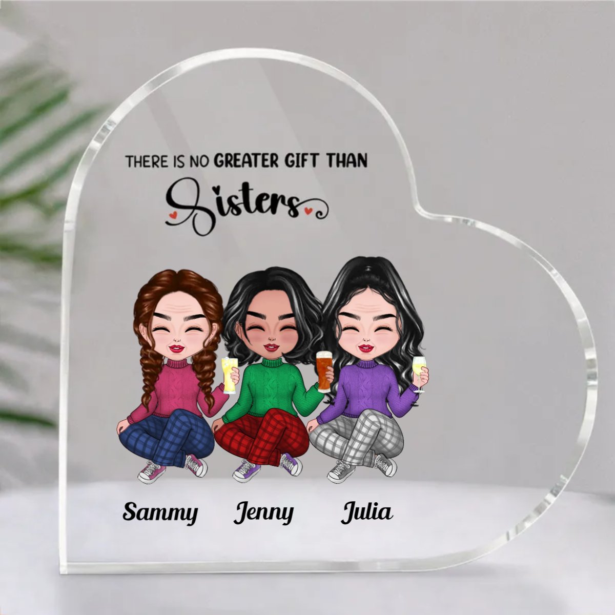 Sisters - There Is No Greater Gift Than Sisters - Personalized Acrylic Plaque (LH) - Makezbright Gifts