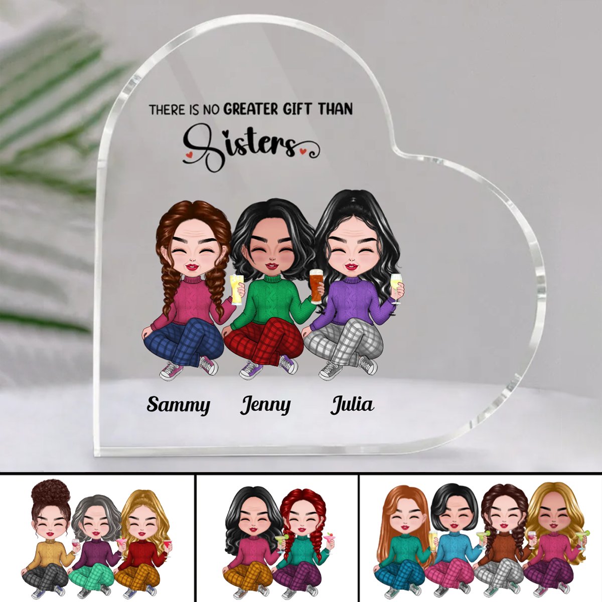 Sisters - There Is No Greater Gift Than Sisters - Personalized Acrylic Plaque (LH) - Makezbright Gifts