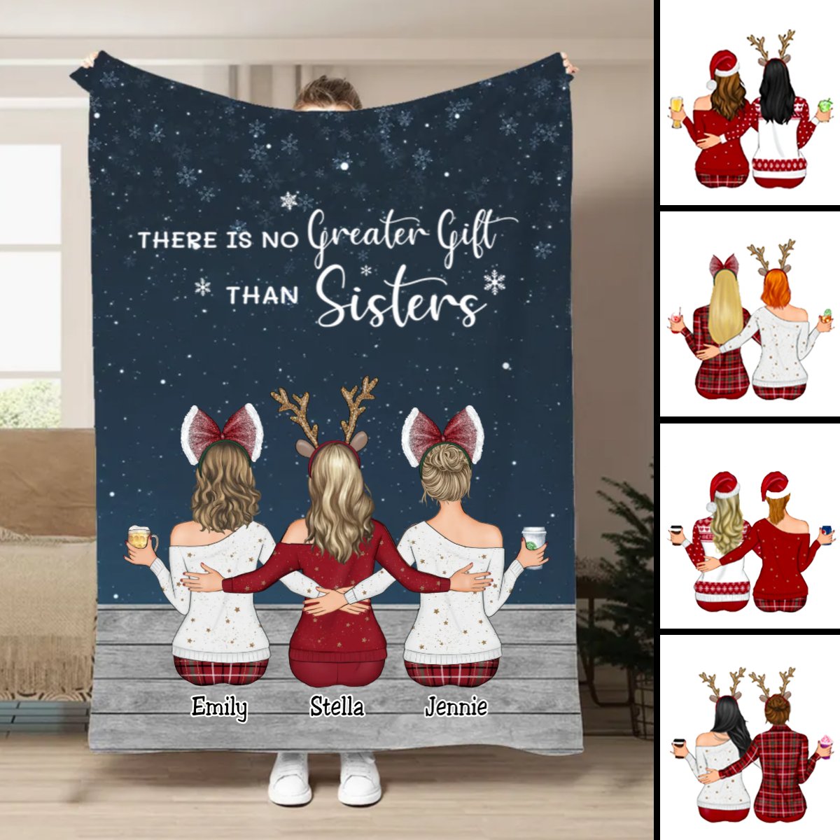 Sisters - There Is No Greater Gift Than Sisters - Personalized Blanket - Makezbright Gifts