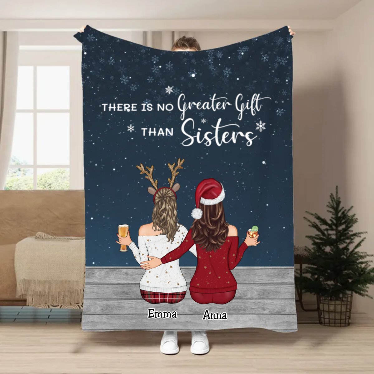 Sisters - There Is No Greater Gift Than Sisters - Personalized Blanket - Makezbright Gifts