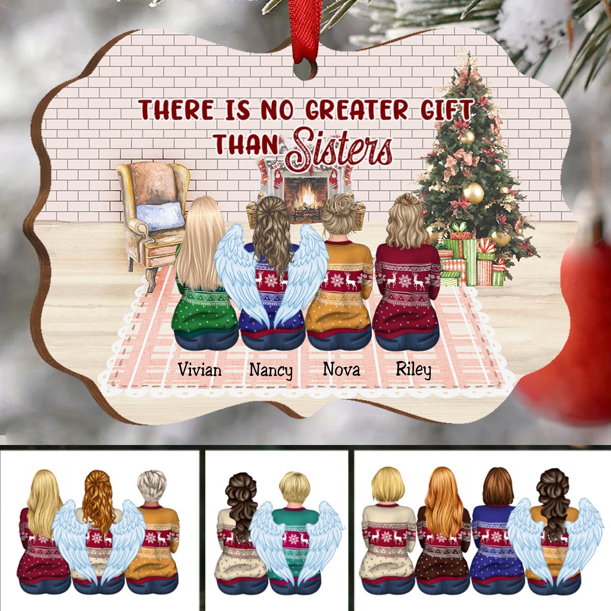 Sisters - There Is No Greater Gift Than Sisters - Personalized Ornament - Makezbright Gifts