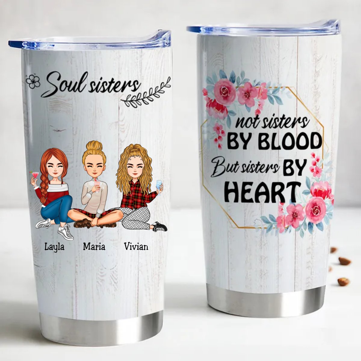 Soul Sisters Forever Insulated Tumbler - Personalized Steel Travel Cup - Makezbright Gifts