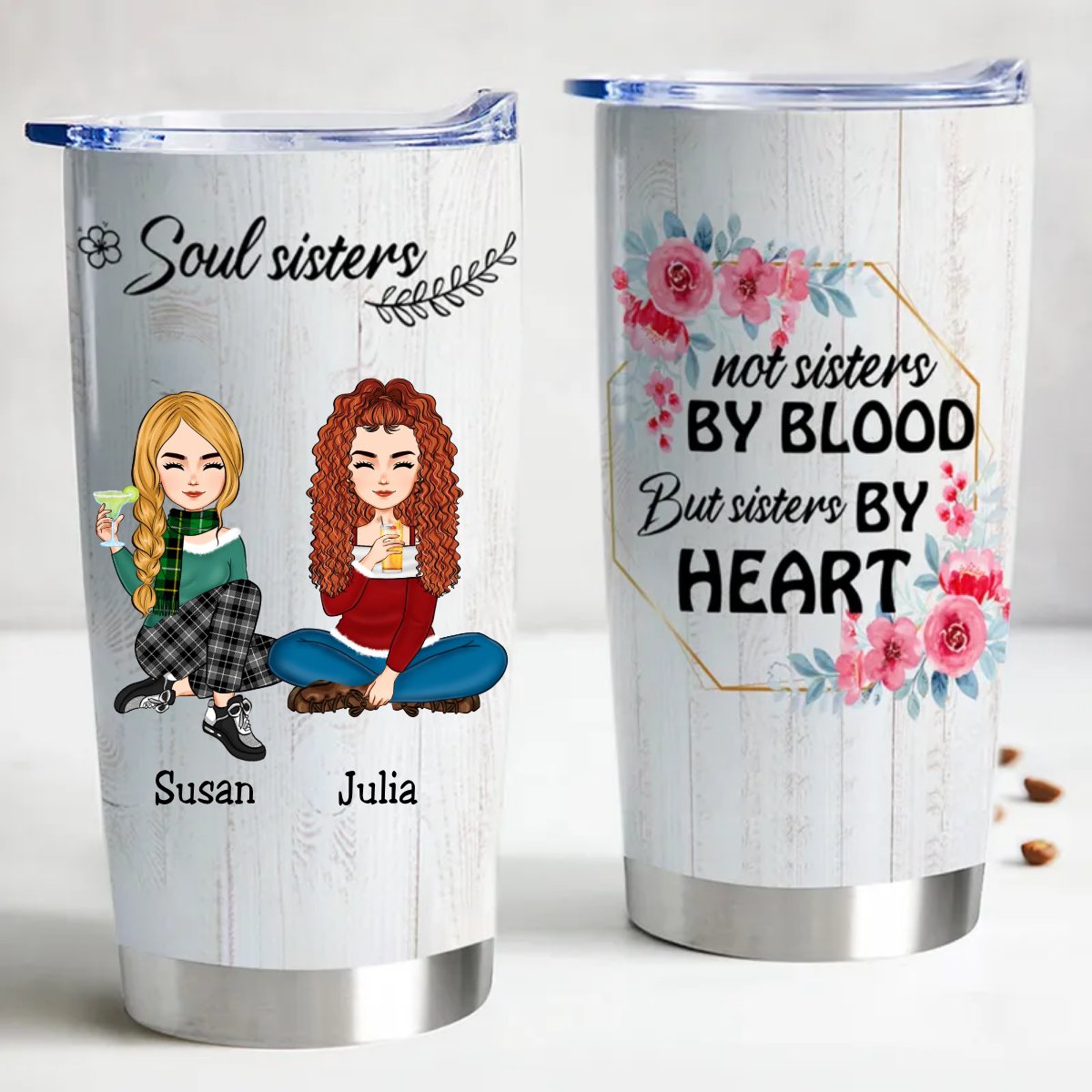 Soul Sisters Forever Insulated Tumbler - Personalized Steel Travel Cup - Makezbright Gifts