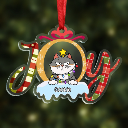 Christmas Joy Dog Cat - Personalized Custom Shaped Acrylic Ornament