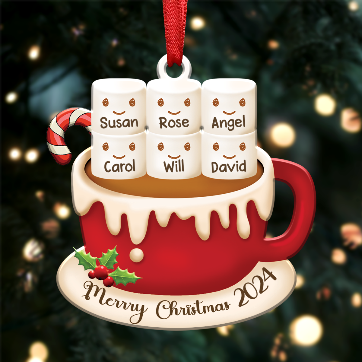 Family - Marshmallows Coffee - Personalized Ornament -  Gift For Family Members