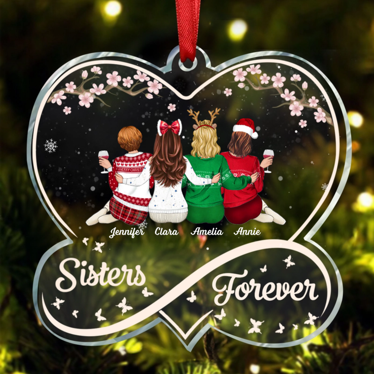 Sisters Forever Infinity Love - Personalized Acrylic Ornament