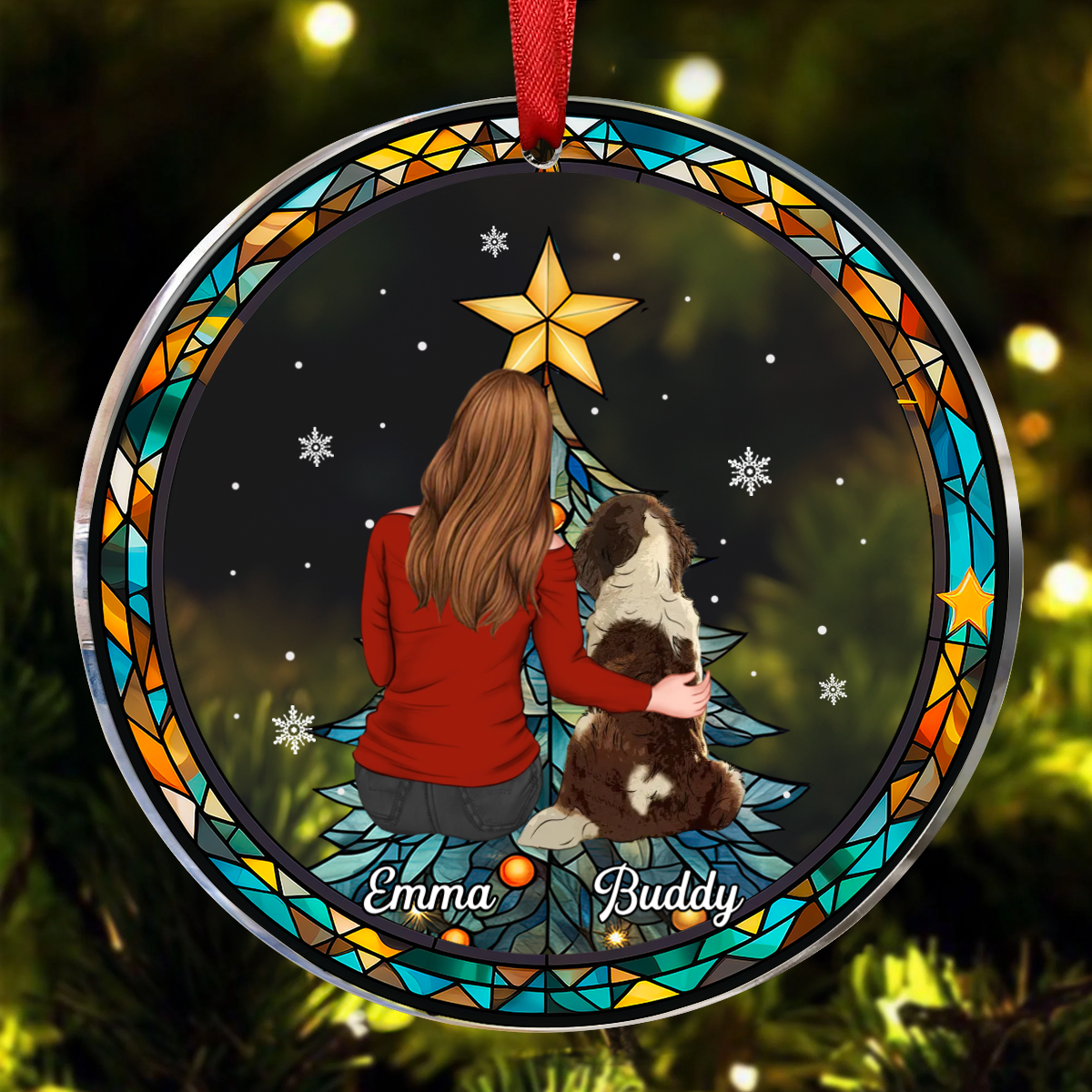 Life Is Better With A Dog Christmas - Personalized Circle Ornament