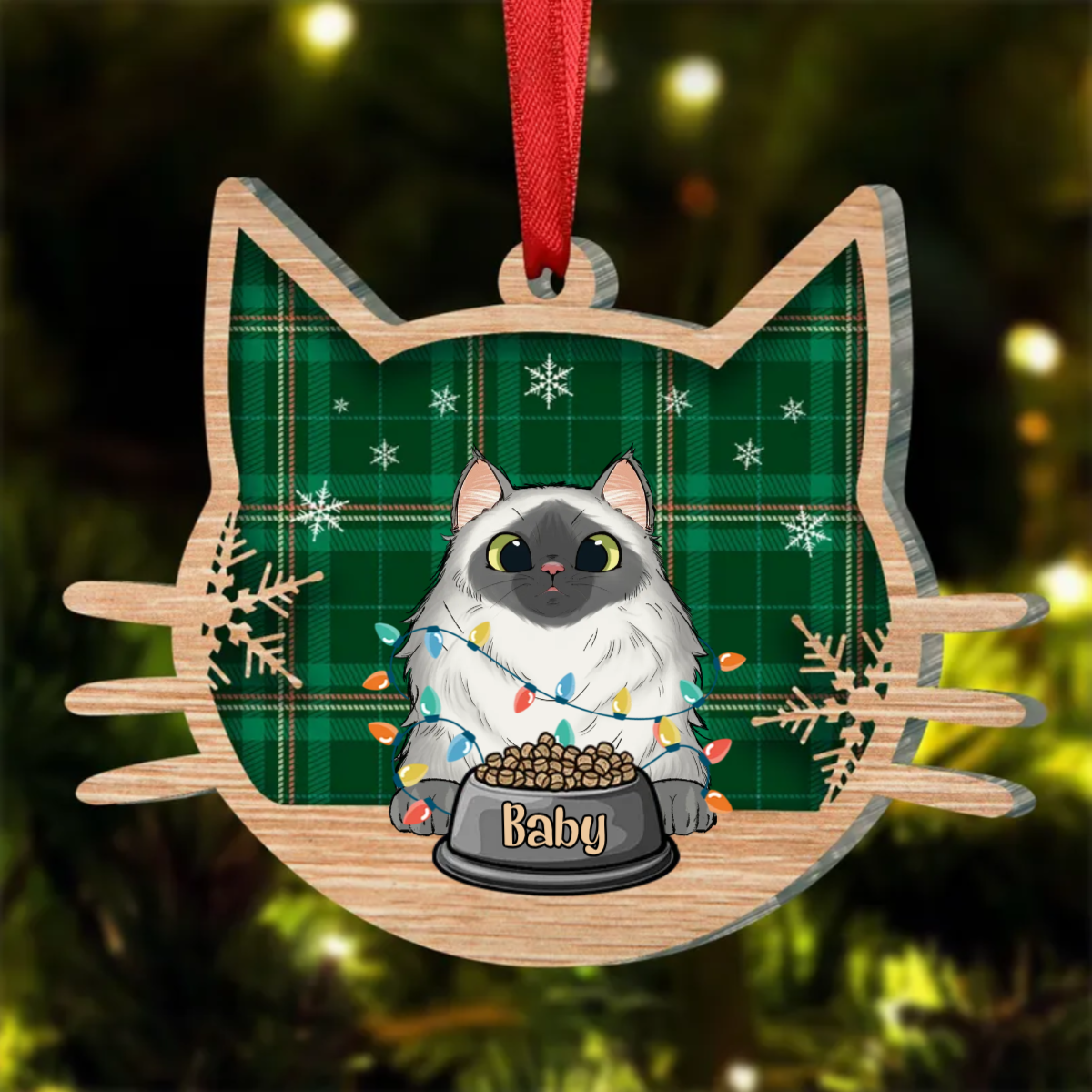 Cat Lovers - Happy Cat On Christmas Day - Personalized Ornament (LH)