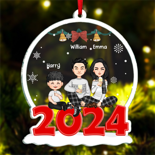 Christmas Is A Time For Family - Family Personalized Custom Ornament - Acrylic Custom Shaped - Christmas Gift Family Members (N)